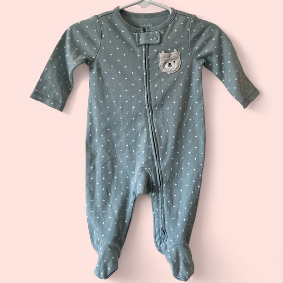 0-3 Months Baby Girl Carter’s One Piece Sleeper Footie Pajamas - Picture 1 of 7